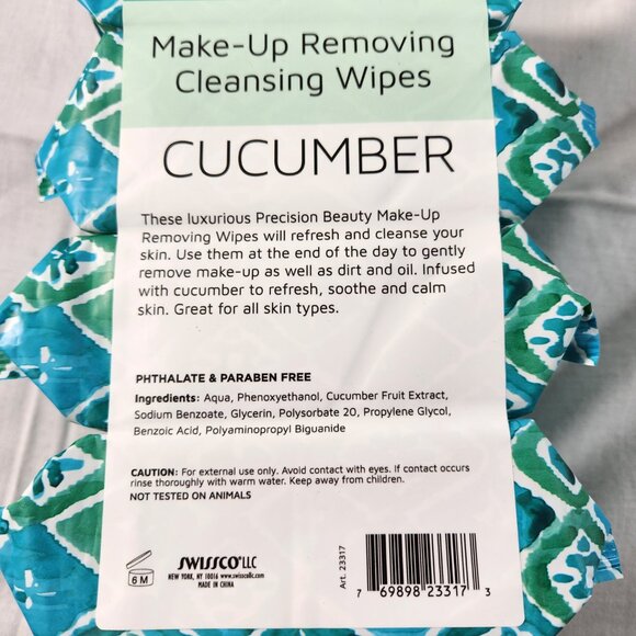Precision Beauty Make-Up Removing Cleansing Wipes CUCUMBER 4 Packs = 160 NEW - Picture 4 of 7